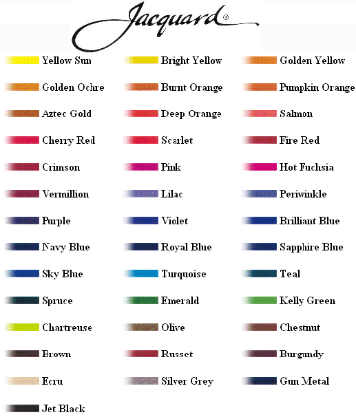 Jacquard Dye Mixing Chart