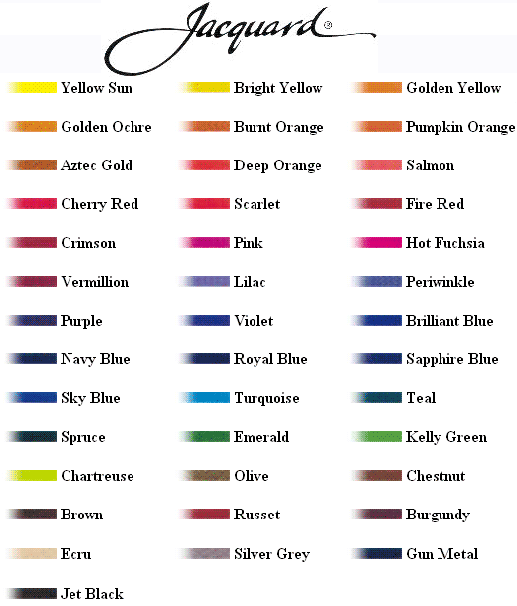 Jacquard Acid Dyes Color Chart